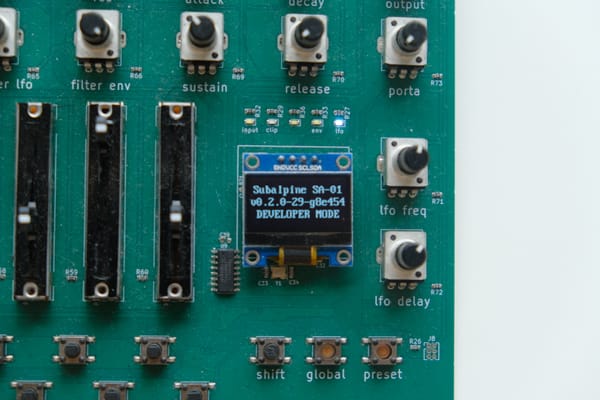 Prototype synthesizer with IBM VGA font text